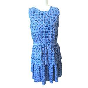 Banana Republic Women's Sleeveless Blue Floral Lined Zip Back Dress Size 12